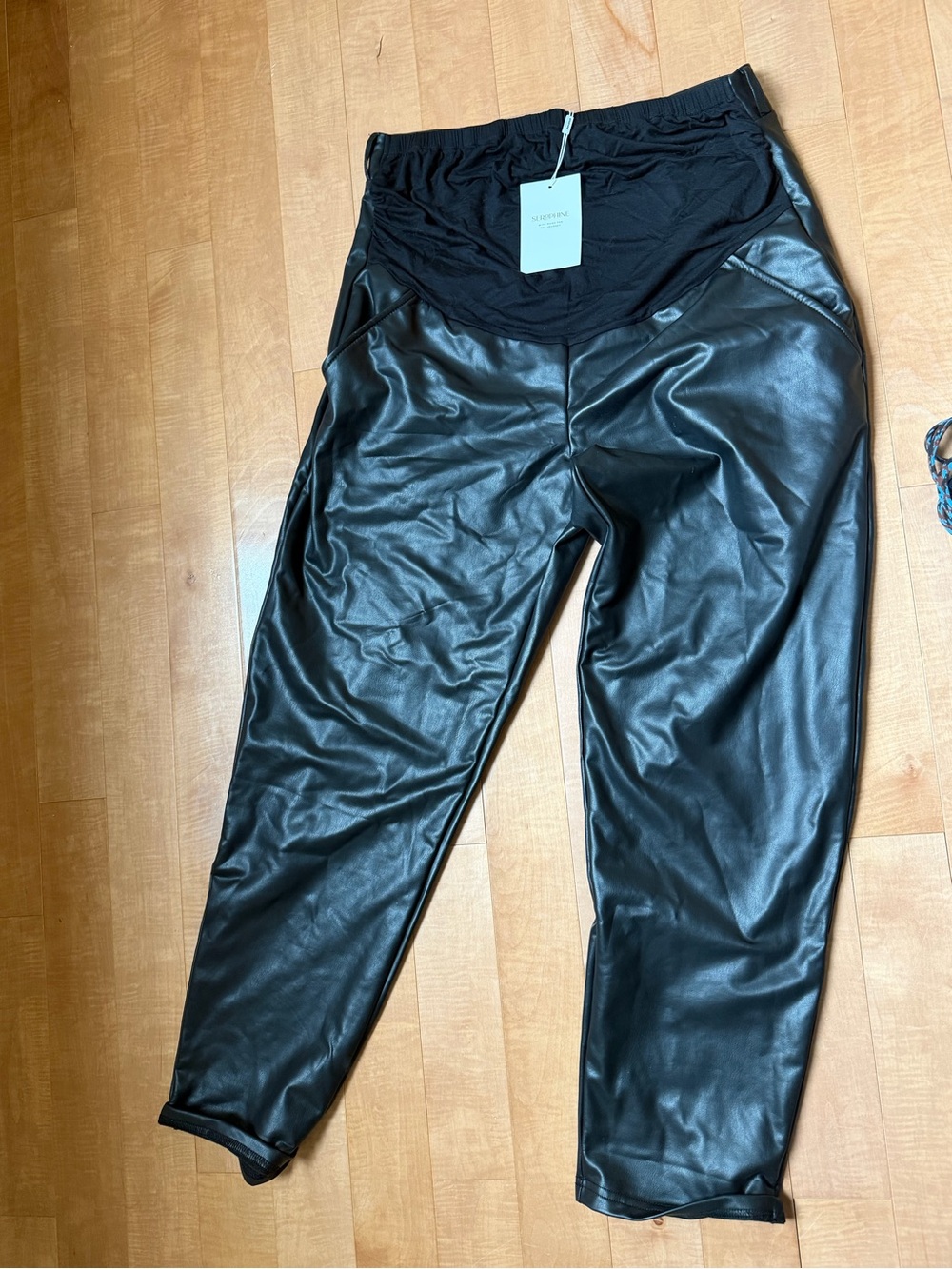 Seraphine Black Faux Leather Maternity Leggings